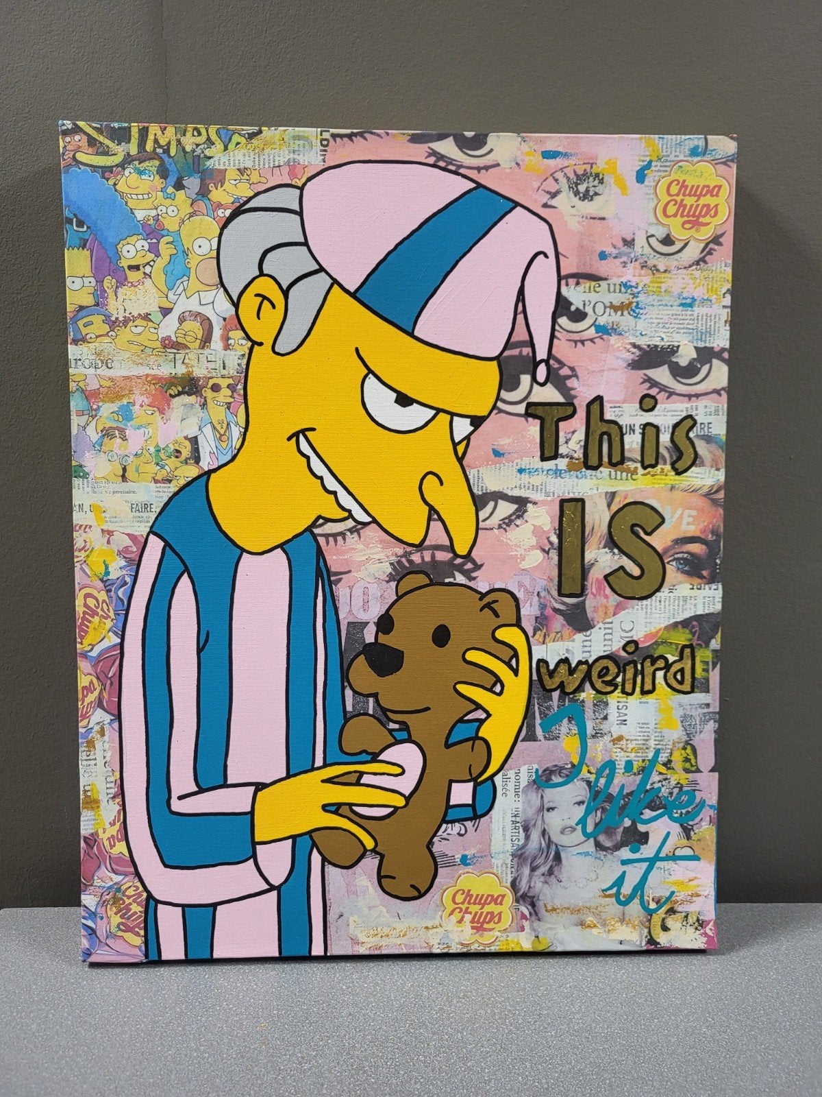 This is weird - Mr Burns- Artwork by Melissa Stok, Antiquités & Art, Art | Peinture | Moderne, Enlèvement ou Envoi, Certificat d'authenticité