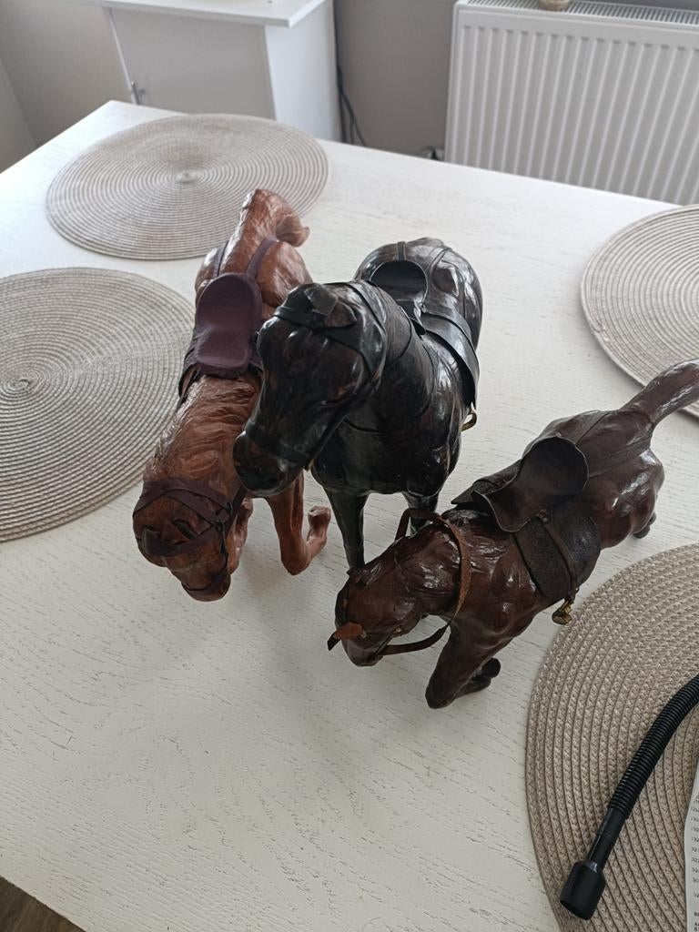 Set van 3 decoratieve houten paarden, Avril, Plusieurs animaux