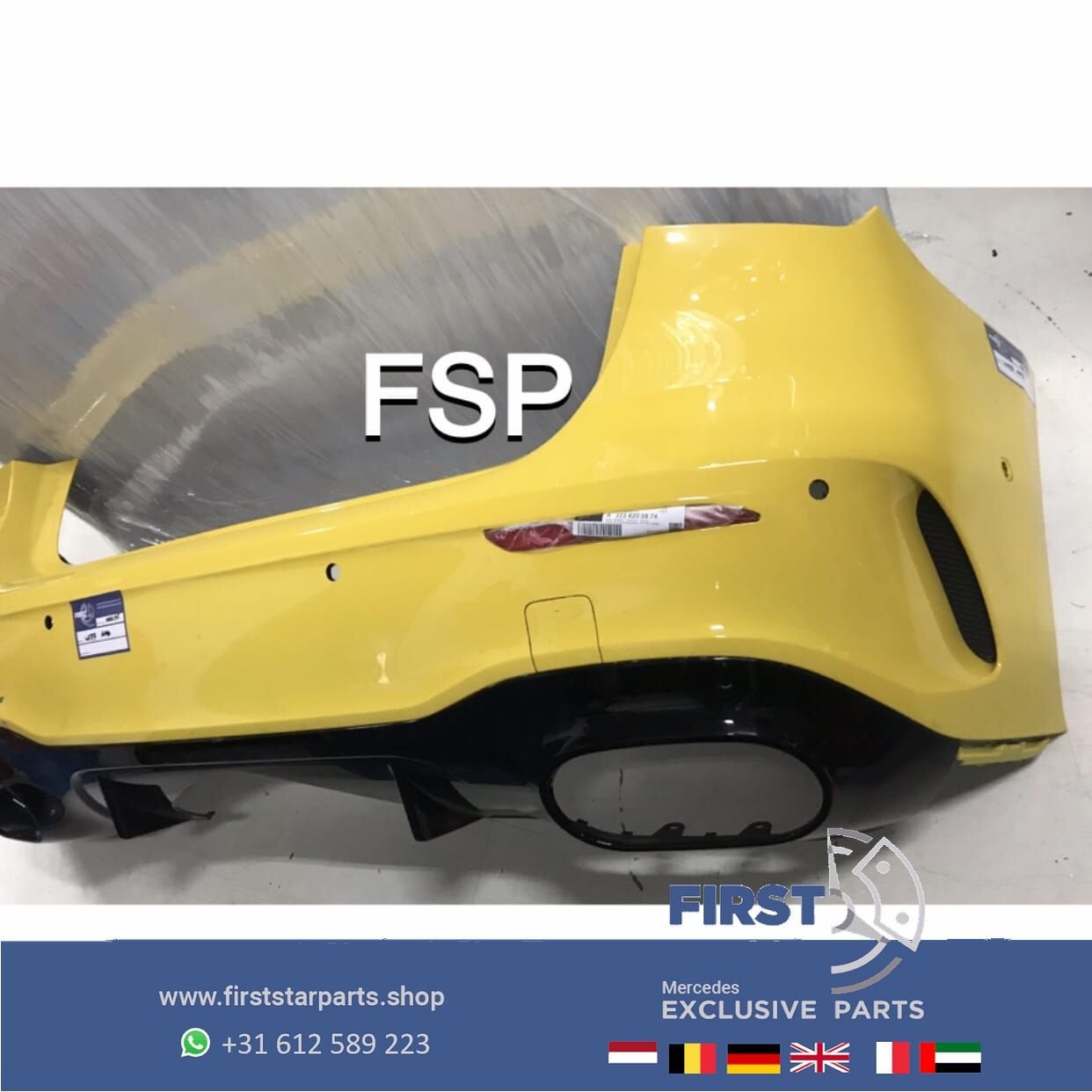 W177 A35 AMG ACHTERBUMPER Mercedes A Klasse 35 GEEL 2018-202, Auto-onderdelen, Gebruikt, -, Ophalen of Verzenden, Achter