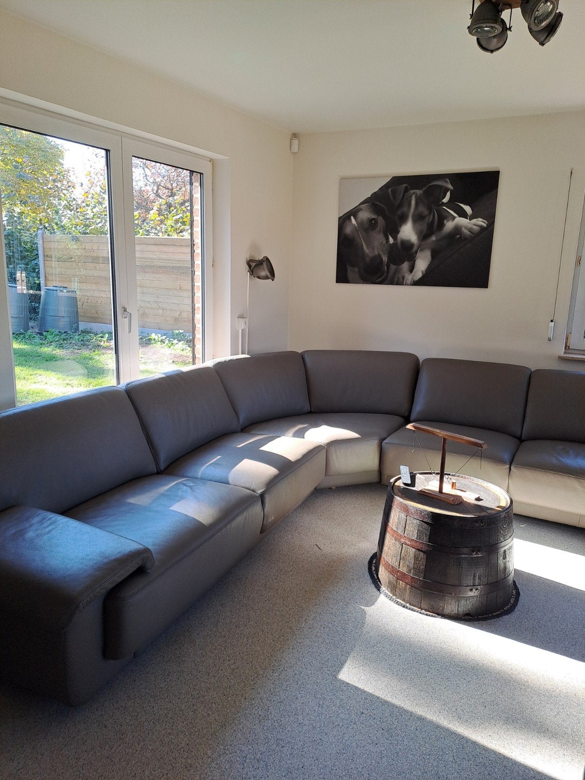 hoeksalon leder, Huis en Inrichting, Ophalen, Zo goed als nieuw, Leer