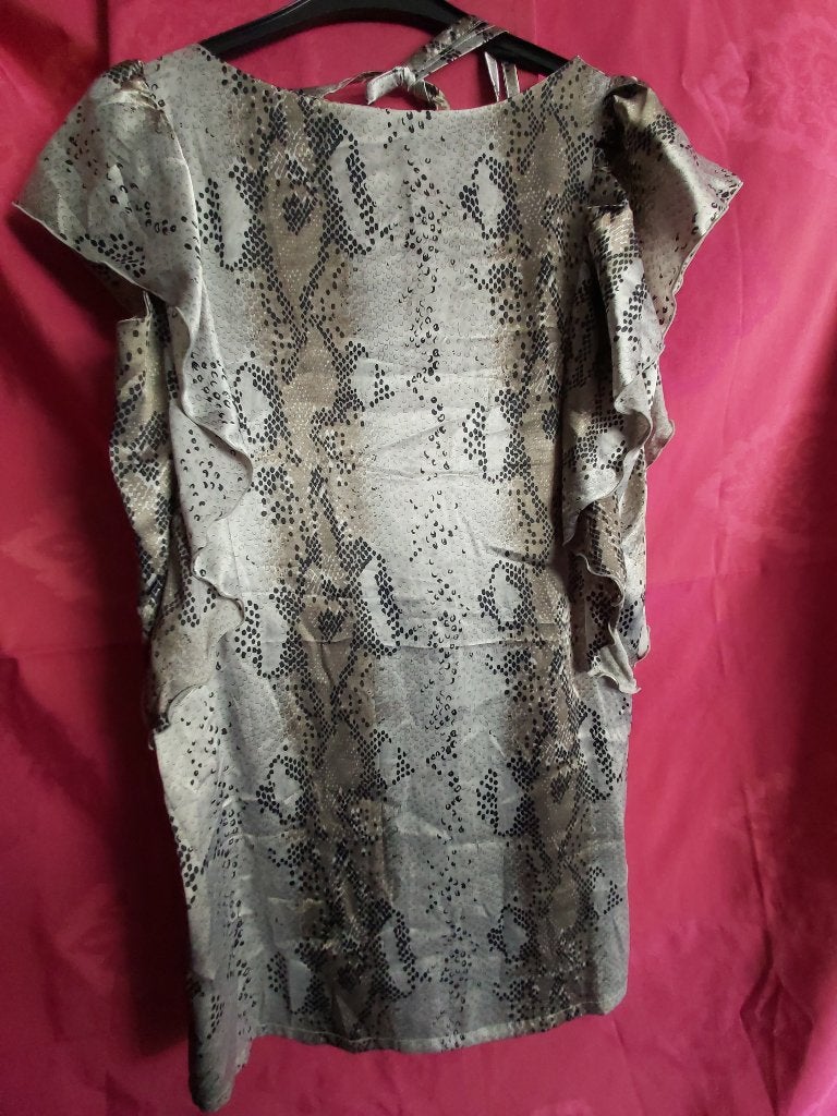 Jurk, M, by Second Female Copenhagen, open rug, cocktailjurk, Kleding | Dames, Maat 38/40 (M), Beige, Ophalen of Verzenden, Zo goed als nieuw