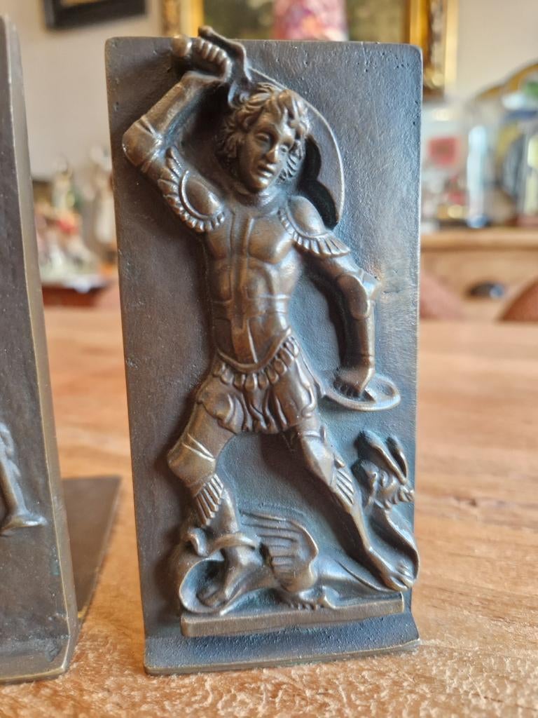 antieke bronzen plaque St-Michel, Antiek en Kunst, Ophalen of Verzenden