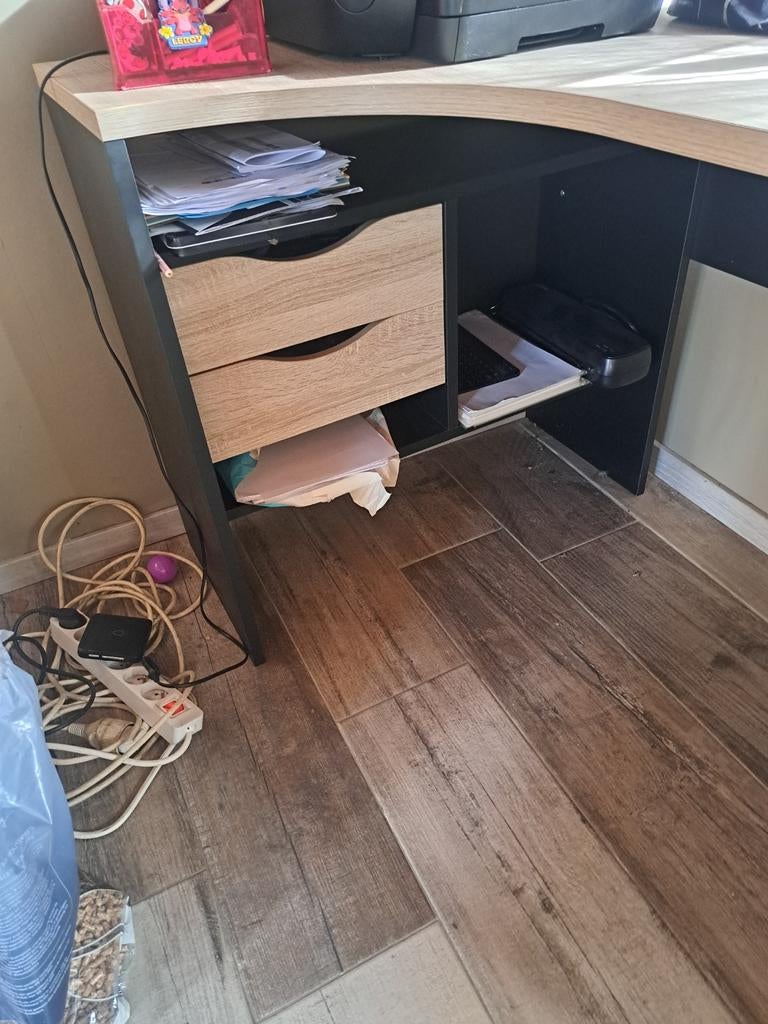 Bureau, Maison & Meubles, Naturel, Enlèvement, Espace de rangement, Noir