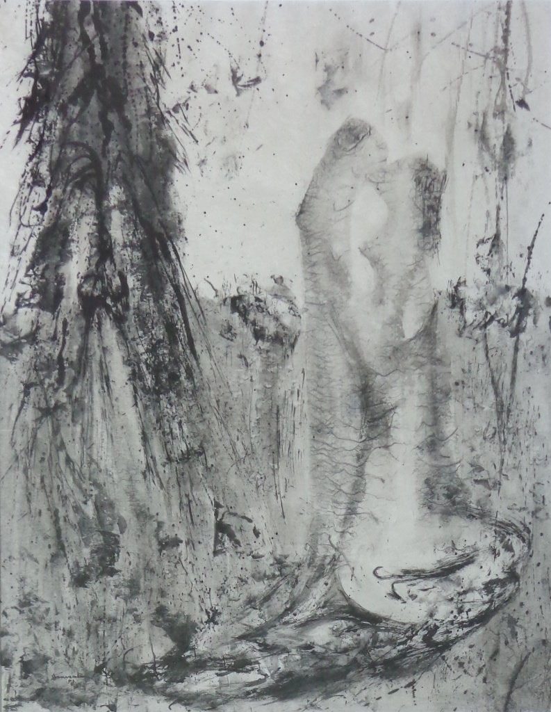 JAN VAERTEN / TWEE WERELDEN / ORIGINEEL WERK / 97x76cm KADER, Antiquités & Art, Art | Peinture | Moderne, Enlèvement, Verre, Signé