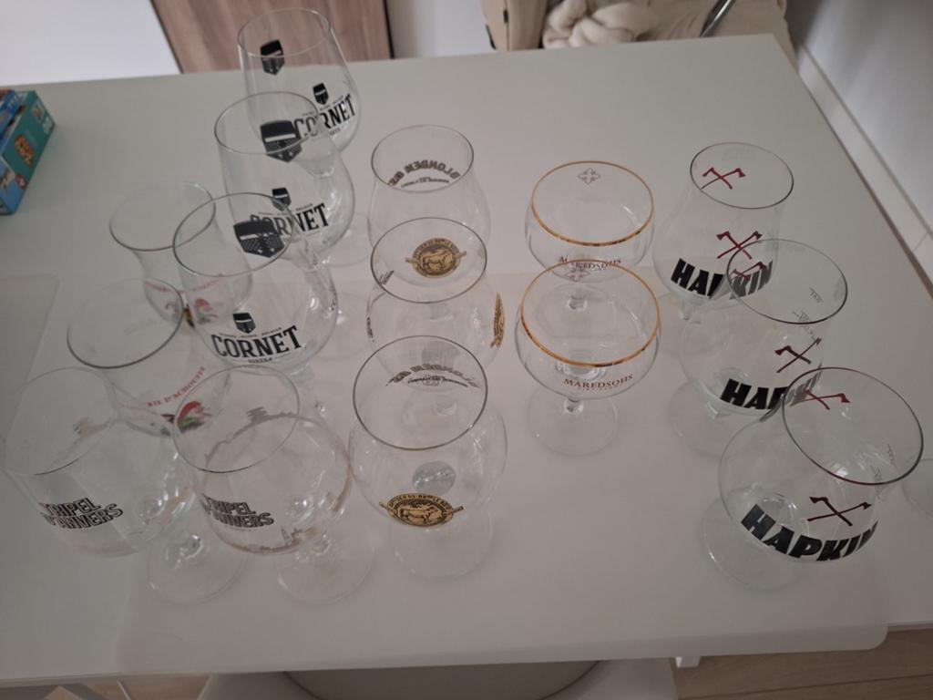 Lot bierglazen: Hapkin, Cornet, Triple d'Anvers, ..., Verzamelen, Ophalen