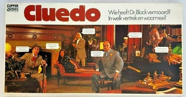 Clipper Cluedo detective bordspel vintage 1980s compleet, Hobby en Vrije tijd, Een of twee spelers, Verzenden, Zo goed als nieuw