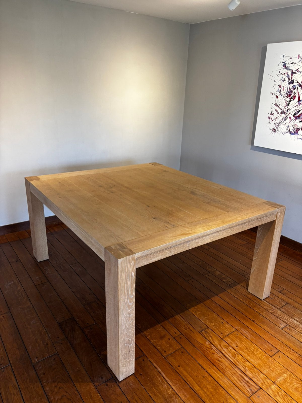 Uitschuifbare tafel 140x160/205cm - eikenfineer, Ophalen, Gebruikt, Vijf personen of meer, 200 cm of meer