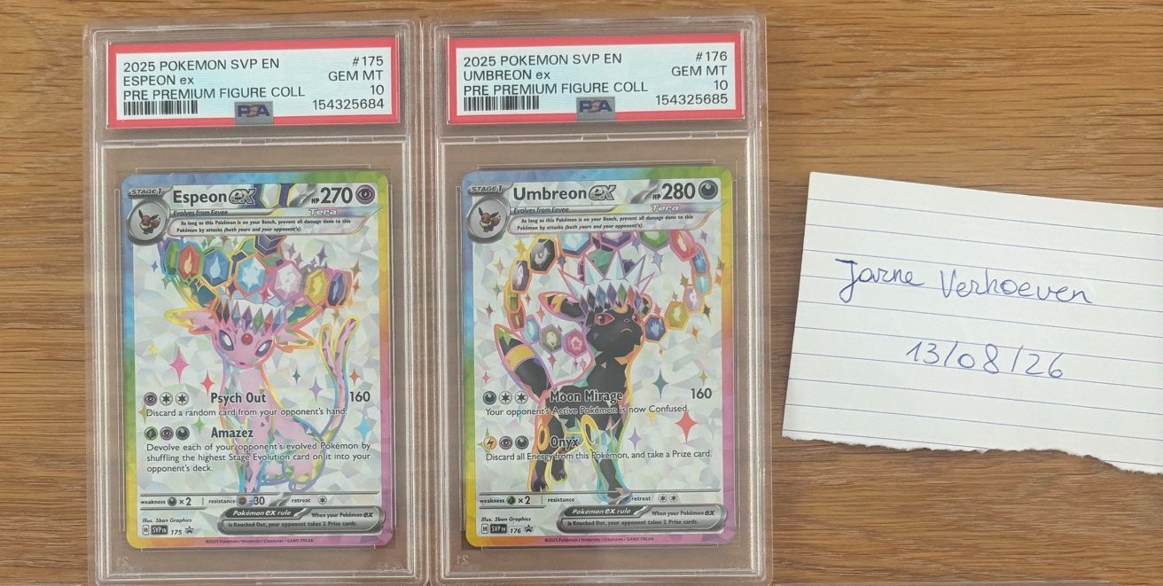 (2x) Sequential umbreon espeon PSA 10 setje, Ophalen of Verzenden, Zo goed als nieuw