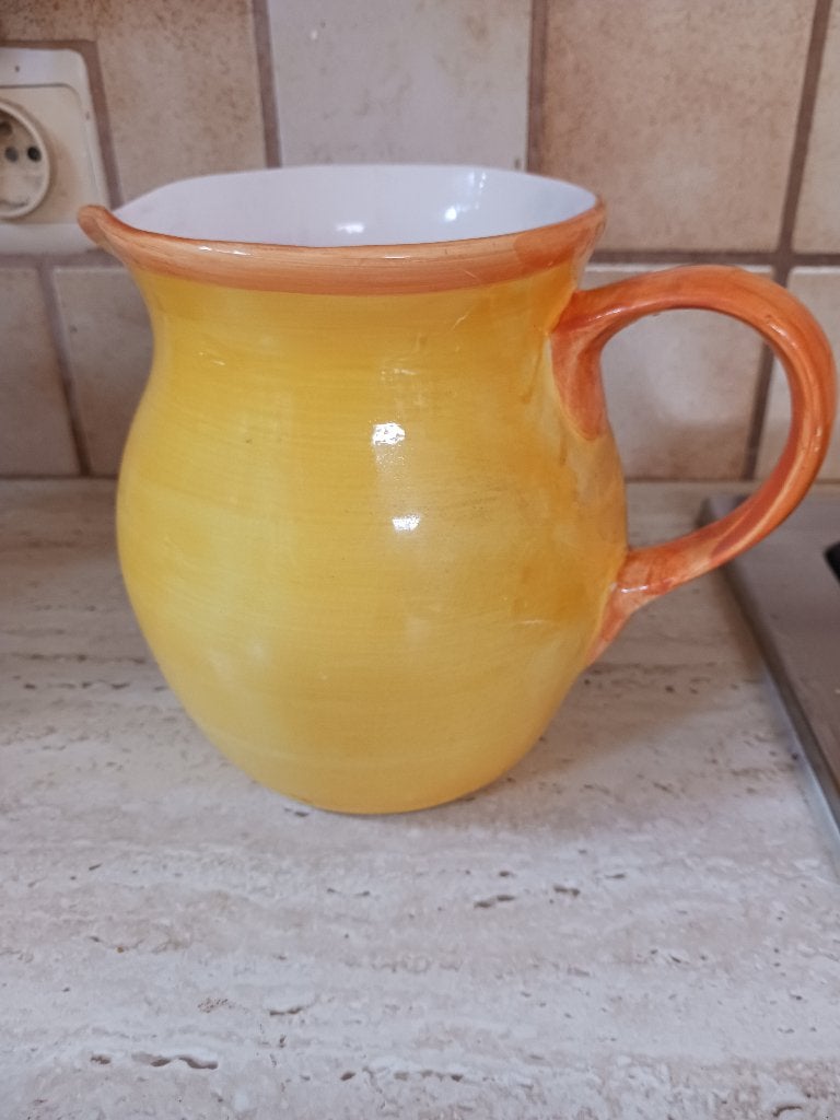 Cruche jaune, Maison & Meubles, Jaune, Utilisé, Pierre/céramique, Campagnard