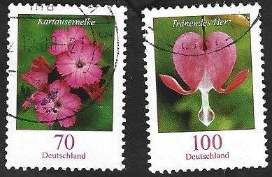 2 Postzegels Duitsland 2006 Bloemen (IV), Ophalen of Verzenden, 1990 tot heden, Gestempeld