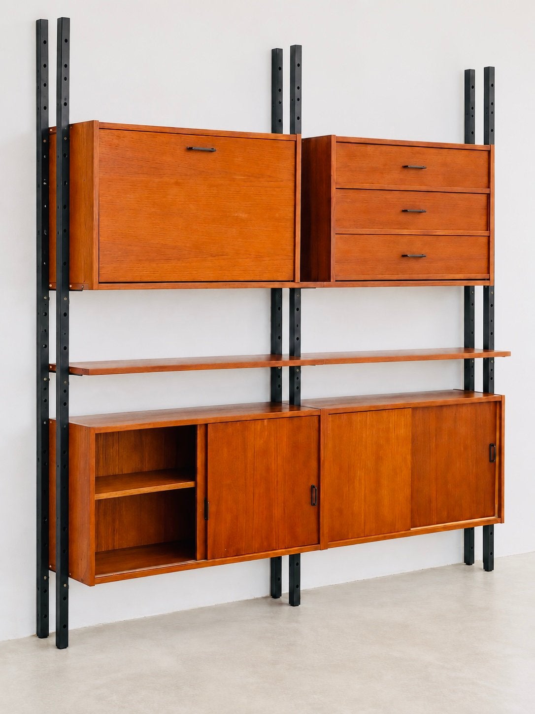 Prachtig Vintage Modulair Wandsysteem, Teak, Mid-Century, Ophalen, Zo goed als nieuw, Teakhout