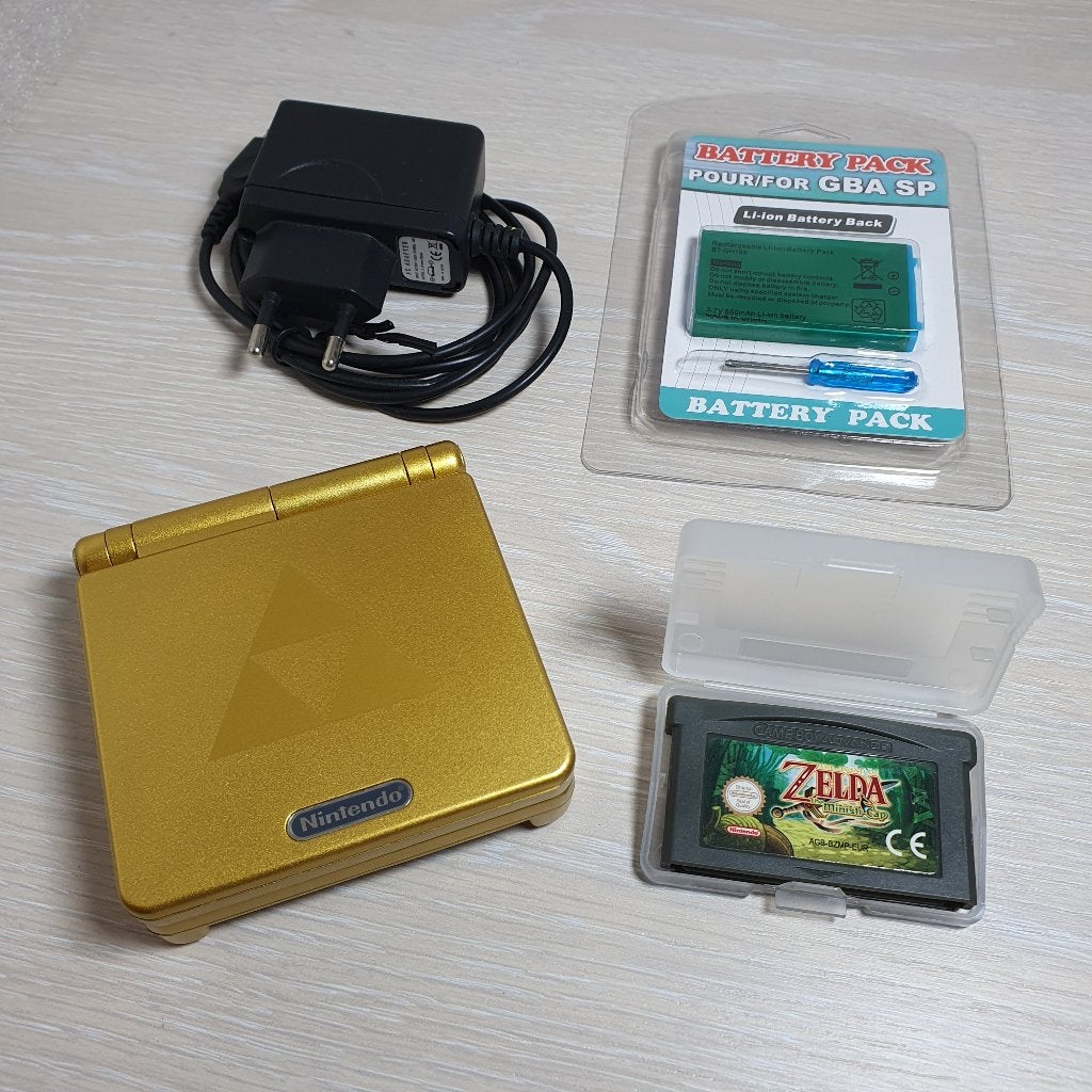 GBA SP AGS-101 – Zelda Edition + The Minish Cap, Enlèvement ou Envoi, Comme neuf, Game Boy Advance SP, Avec jeux
