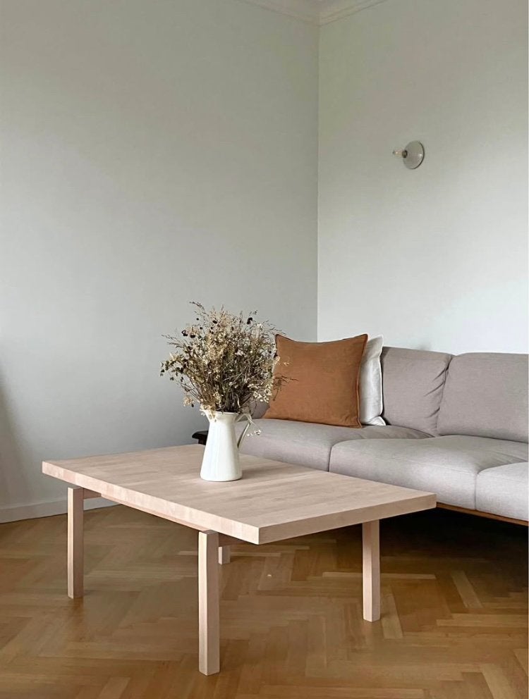 Table basse artisanale en chêne - à huiler, Maison & Meubles, Neuf, 100 à 150 cm, Enlèvement, 50 à 100 cm