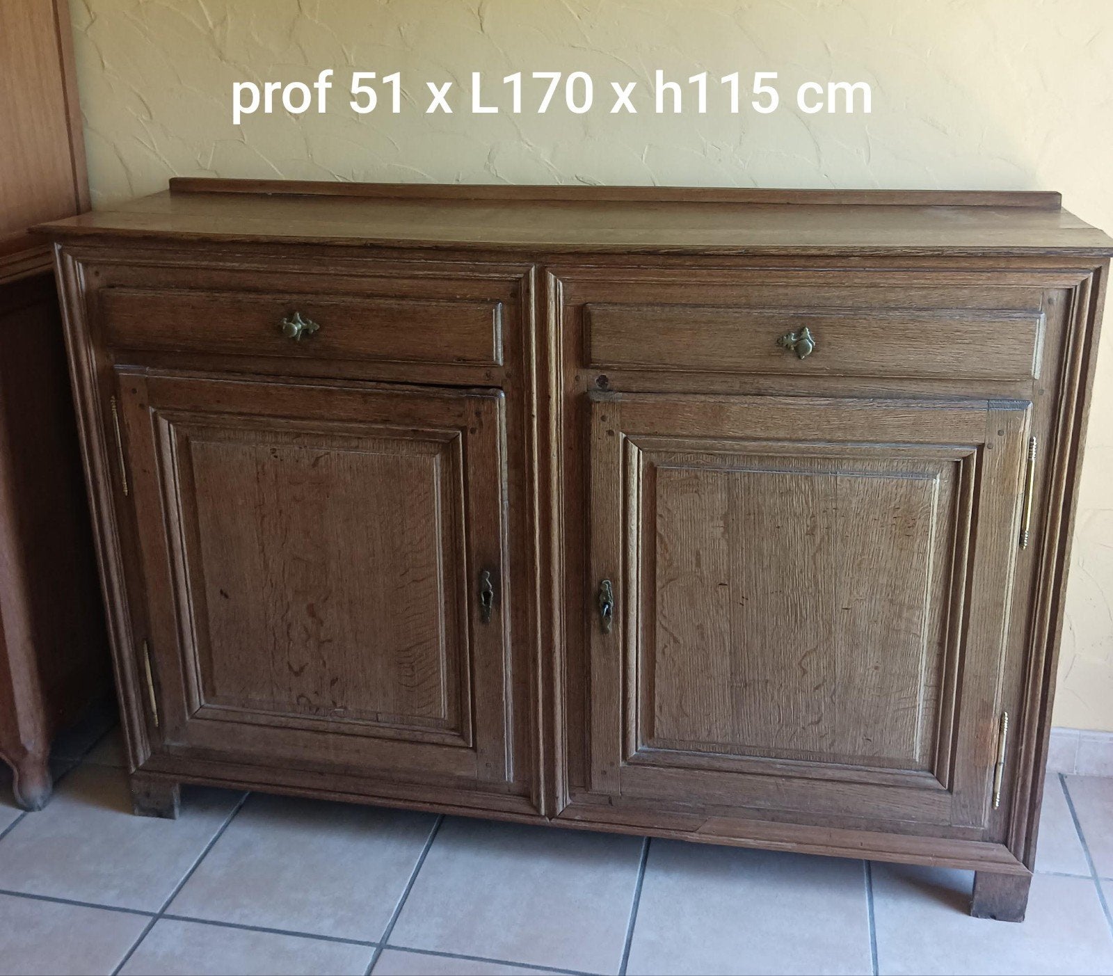 Oud 19e-eeuws eikenhouten dressoir., Huis en Inrichting, Kasten | Dressoirs, Gebruikt, 150 tot 200 cm, 50 tot 75 cm, Met lade(s)