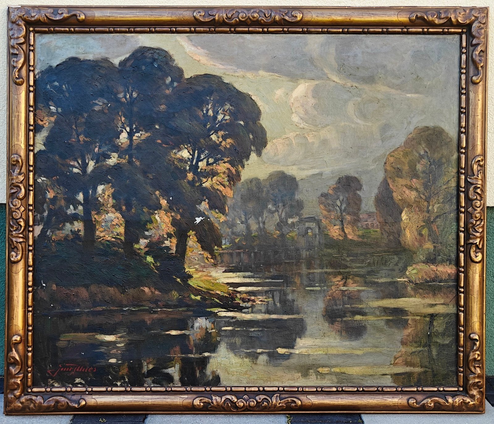 Jan Maes/ Landscape, huile sur toile, 120 cm x 100 cm., Enlèvement, Peinture à l'huile, Paysage, Toile
