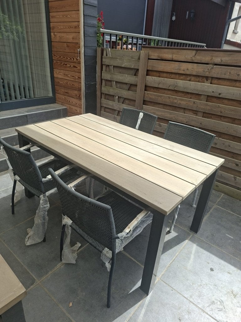 ***Tuintafel Intratuin + 4 nieuwe tuinstoelen Ikea***, Tuin en Terras, Ophalen, 4 zitplaatsen, Aluminium, Zo goed als nieuw