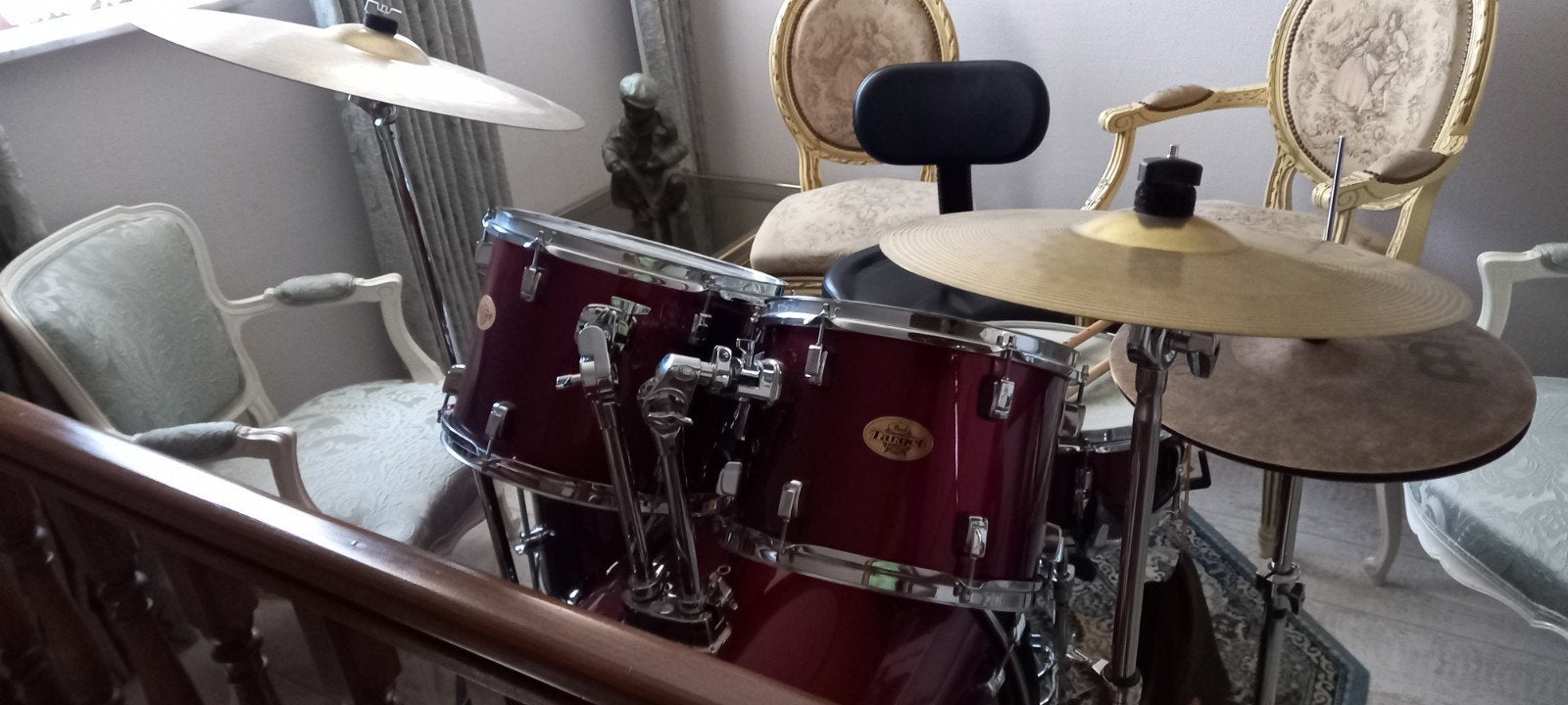 bordeau drumstel van het merk pearl, Ophalen, Zo goed als nieuw, Pearl