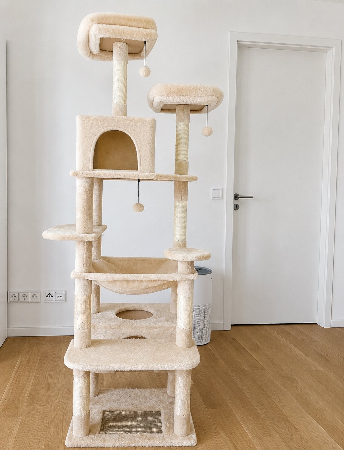 Krabpaal 184cm XXL – Beige – Extra Hoog  2 Huisjes & Hangmat, Dieren en Toebehoren, Krabmeubelen, Ophalen of Verzenden, Zo goed als nieuw
