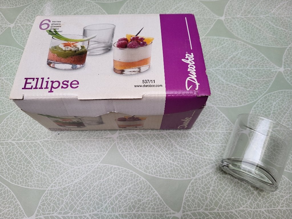 Merk Ellipse: 6 aperitief hapjes/tapas glaasjes, Huis en Inrichting, Ophalen of Verzenden, Nieuw, Glas, Glas of Glazen