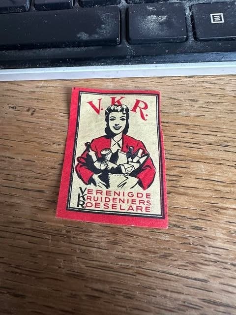 luciferdoos etiket label V.K.R. Roeselare verenigde, Verzamelen, Info@vkrlu.ro, Gebruikt, Ophalen of Verzenden, V.K.R.