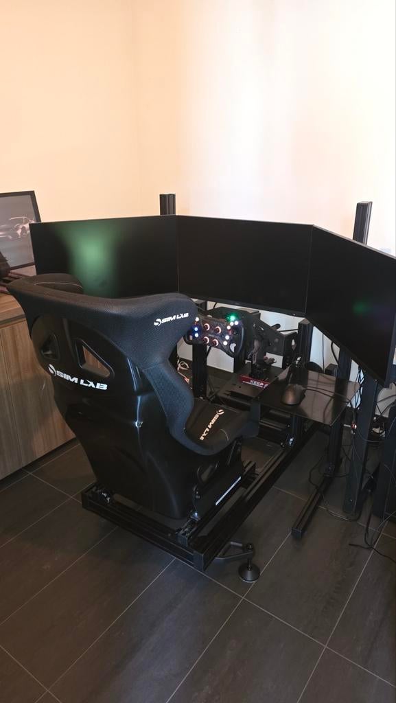 High-End Simagic & Sim-Lab Full Simrig Setup triple 27 1440p, Enlèvement, Comme neuf, Simagic