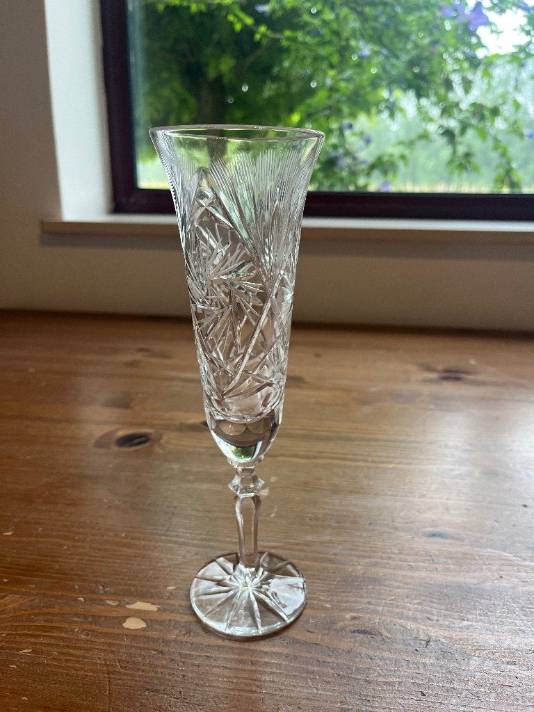 Set van 6 kristallen champagneglazen, Ophalen of Verzenden