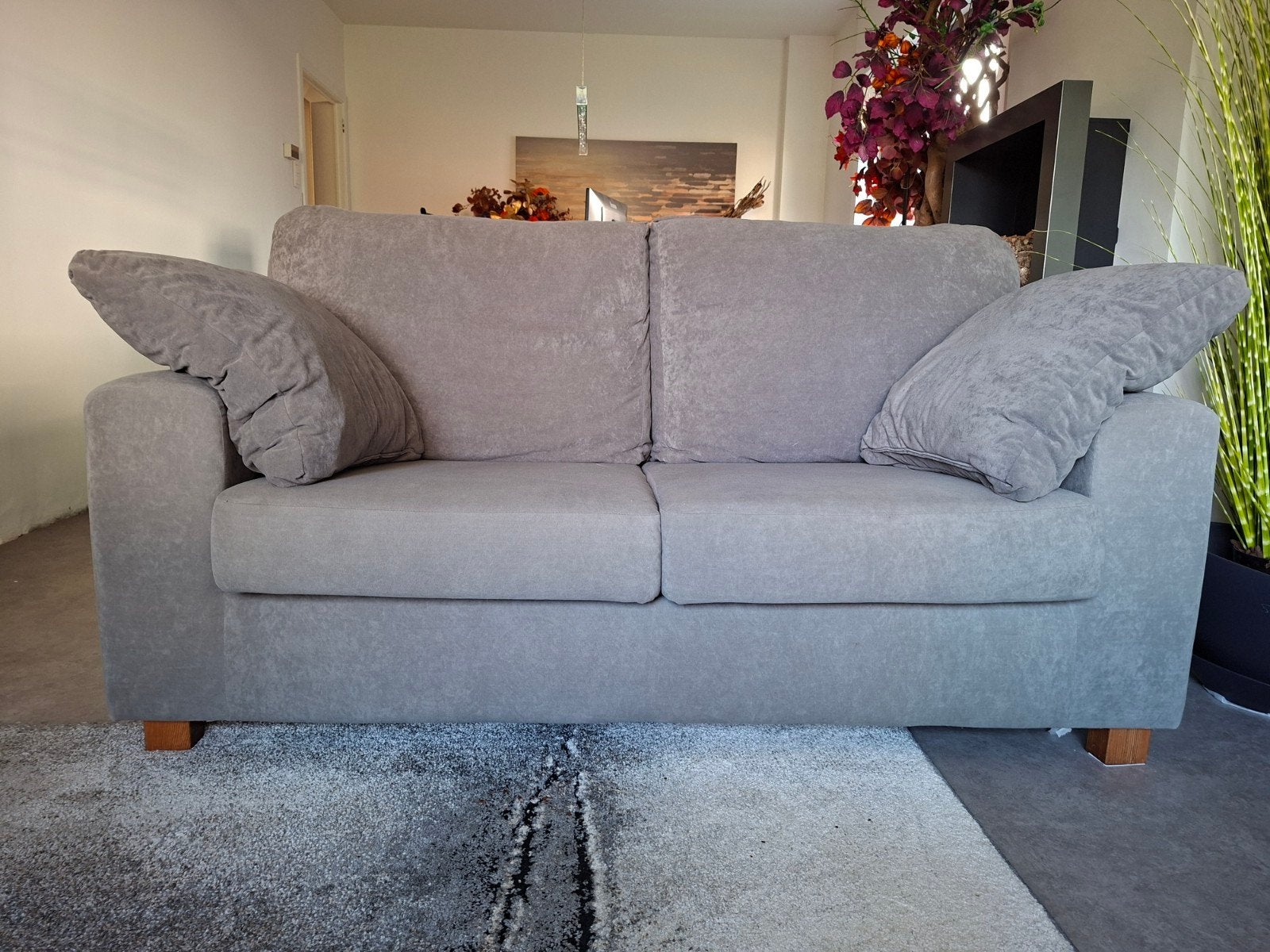 Grijze zetel 2-zit in alcantare stof-dringend weg, Maison & Meubles, 75 à 100 cm, Comme neuf, Enlèvement, Tissus