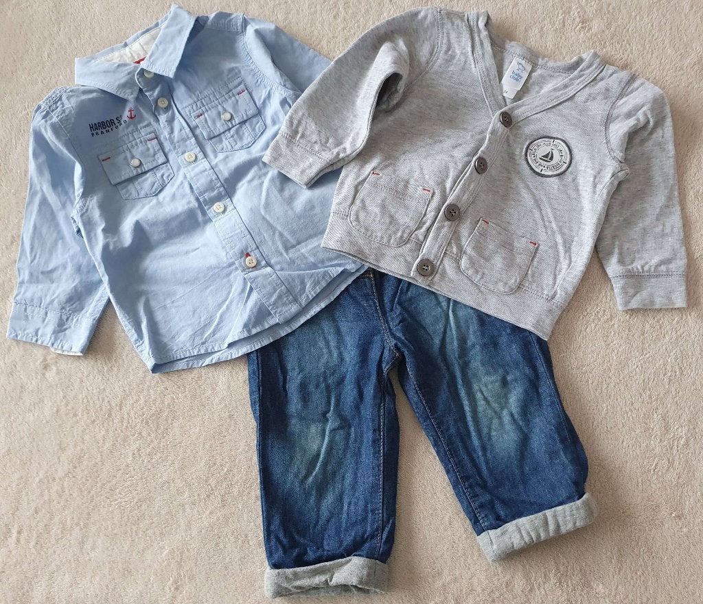 Ensemble chemise + gilet + jeans - T 74 - Baby Club - NEUF, Enlèvement, Neuf, Garçon, Ensemble