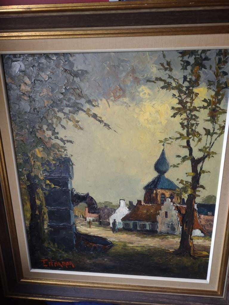 Schilderij Edgard Heirman 60x70 olieverf, Antiek en Kunst, Kunst | Schilderijen | Klassiek, Ophalen