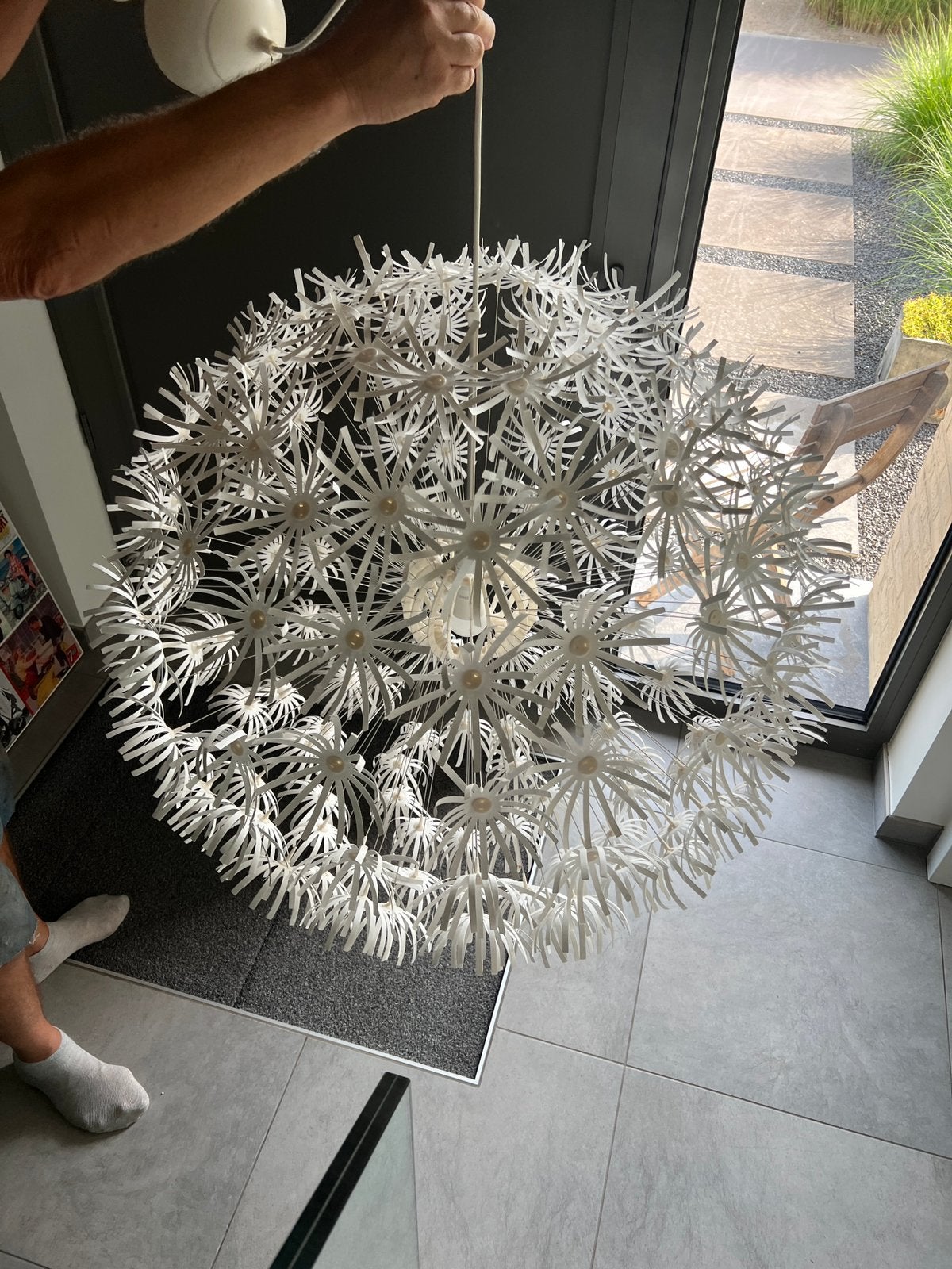 Luster modern ikea diameter 90 cm, Ophalen, Gebruikt, Overige materialen, E27 (groot)