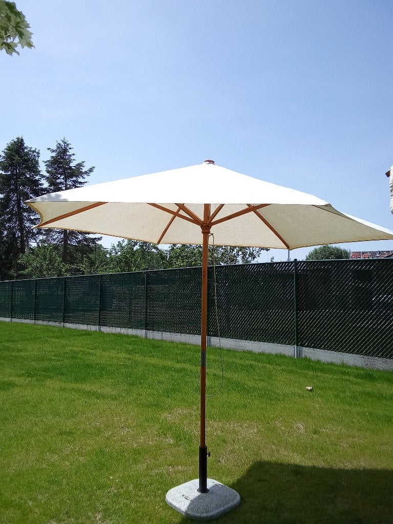 2 ecru parasols gratis (lees meer bij omschijving), Jardin & Terrasse, Parasols, Enlèvement, Utilisé, 2 à 3 mètres, Parasol sur pied