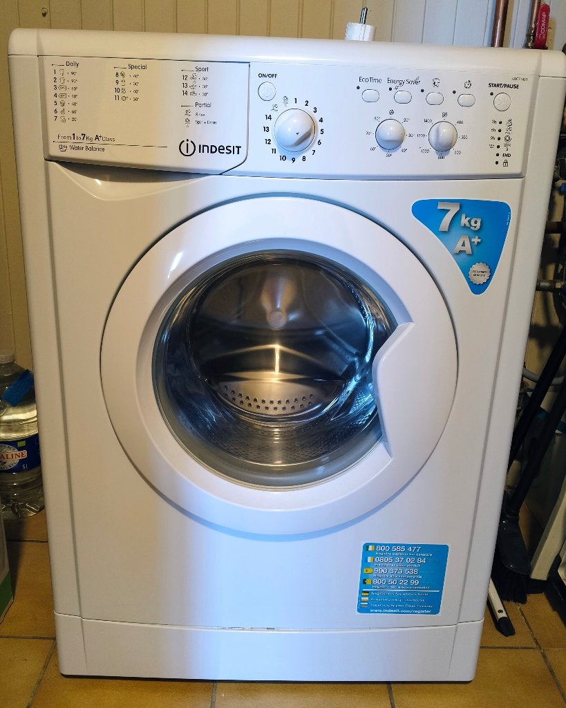 Machine à laver INDESIT 7KG, Ophalen, Gebruikt, Minder dan 85 cm, Energieklasse A of zuiniger