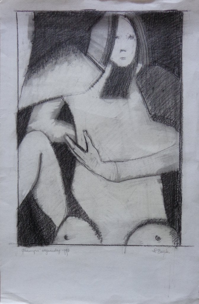 HARRY BUYCK / FIGUUR / ORIGINEEL WERK / 50x33cm / SIG / 1996, Antiek en Kunst, Ophalen of Verzenden, Gesigneerd, Gemengde techniek