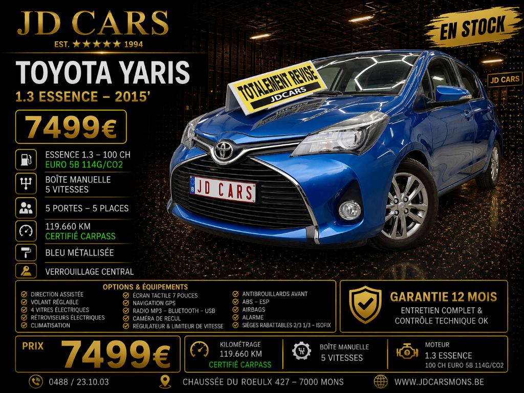 TOYOTA YARIS 1.0 ESSENCE ‼️GARANTIE 1 AN CTOK‼️, Auto's, Voorwielaandrijving, Euro 5, Stof, Zwart