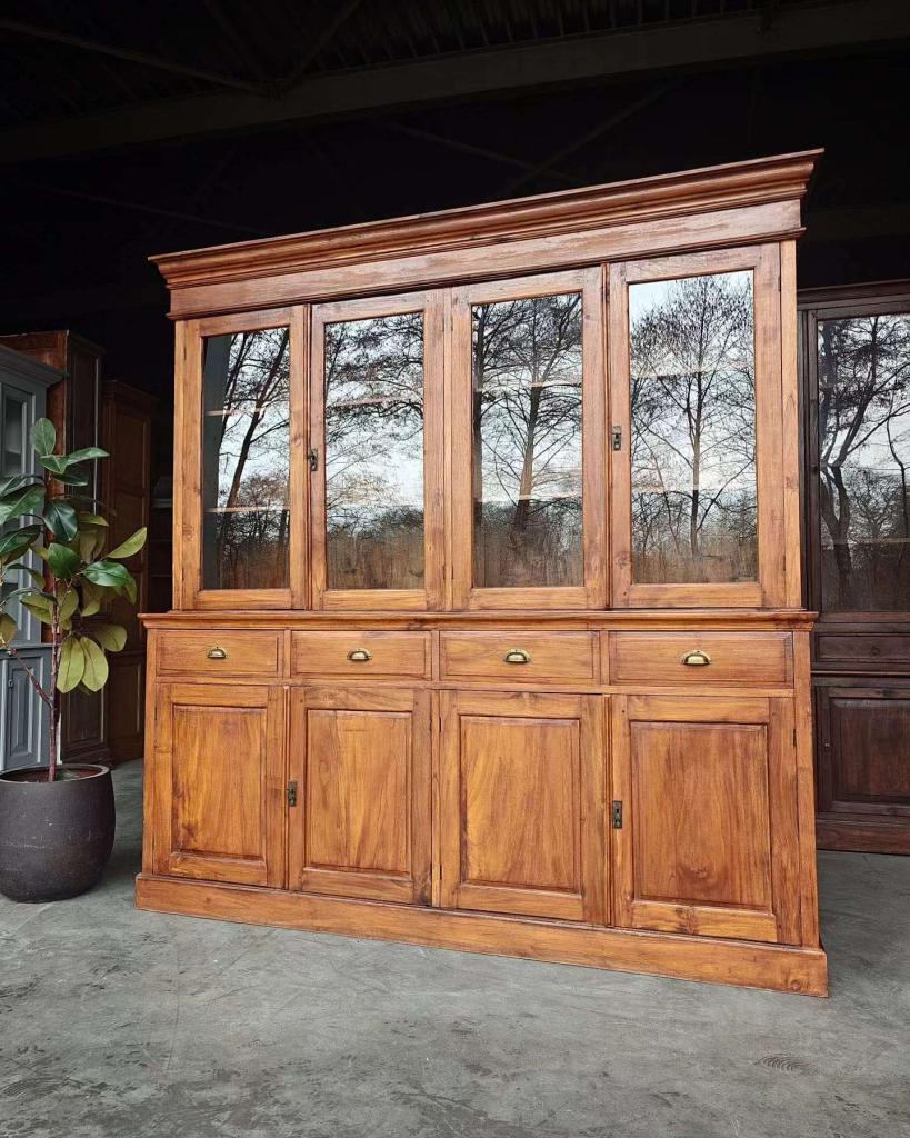 Oude Buffetkast | Servieskast | Grote Vitrinekast #9562, Antiek en Kunst, Ophalen of Verzenden
