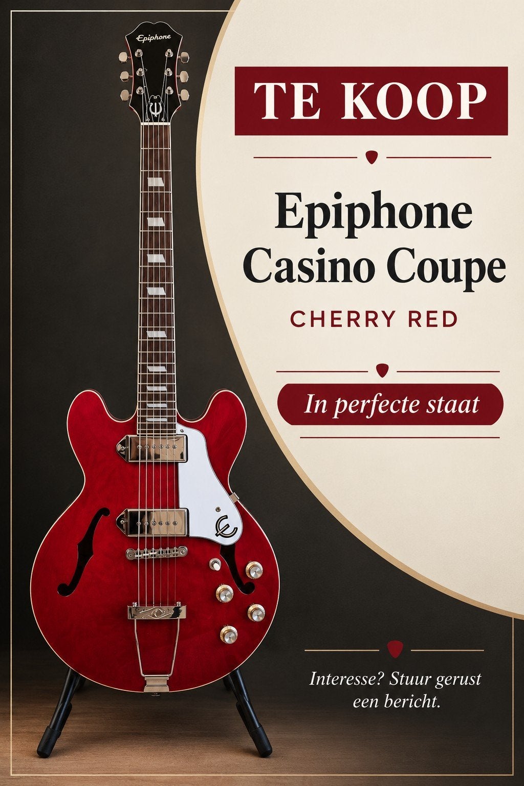 Coup d'État Epiphone Casino., Musique & Instruments, Enlèvement, Comme neuf, Hollow body, Epiphone
