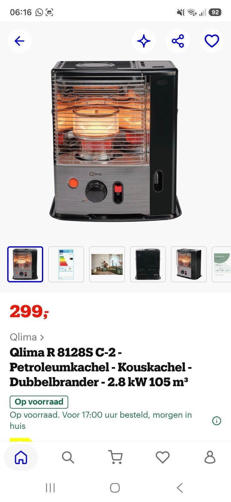 petroleum kachel qlima, als nieuw..., Ophalen, 30 tot 80 cm, Hoog rendement (Hr), Kachel