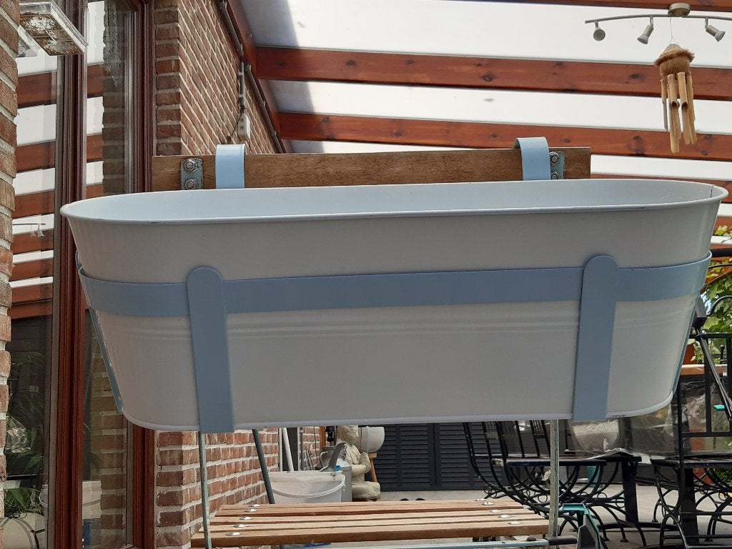 Jardinière / Balconnière ovale en métal., Moins de 30 cm, Comme neuf, Enlèvement, Métal