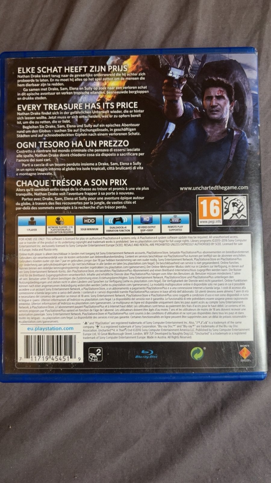 Uncharted 4: A Thief’s End PS4 – Très bon état, Enlèvement, Comme neuf