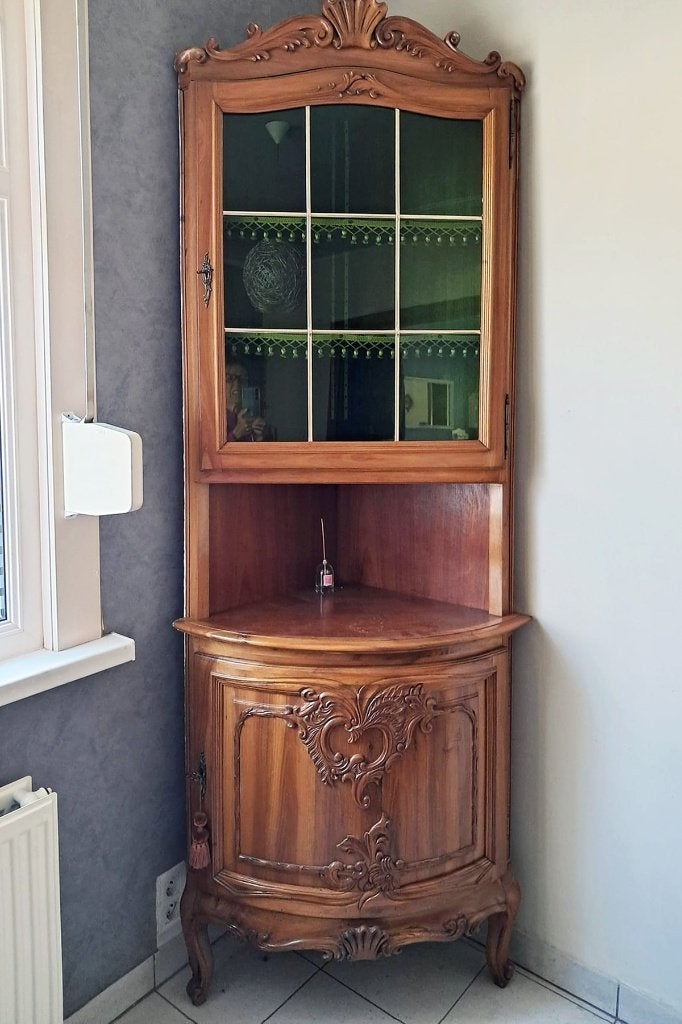 Hoge Vitrine Hoekkast, Antiek en Kunst, Ophalen