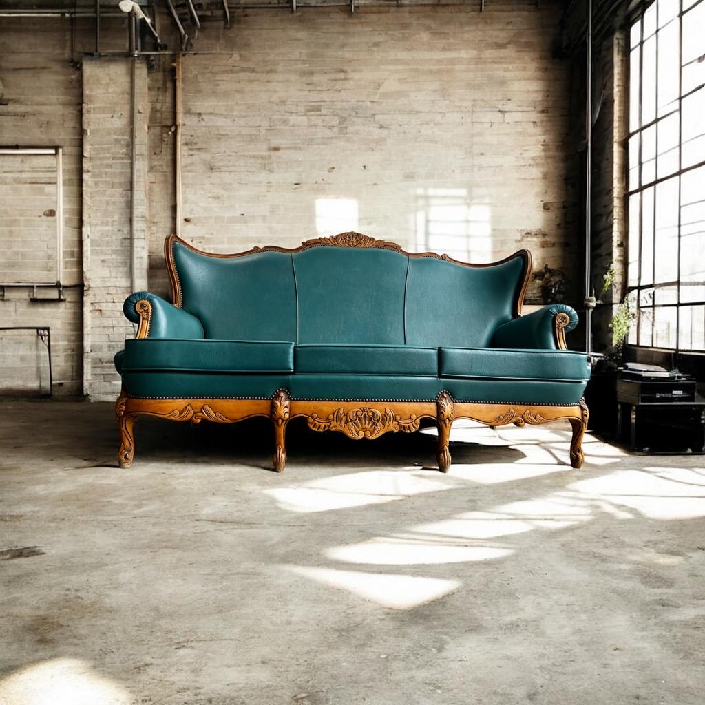 Chaise/canapé/canapé baroque vintage turquoise, Enlèvement ou Envoi