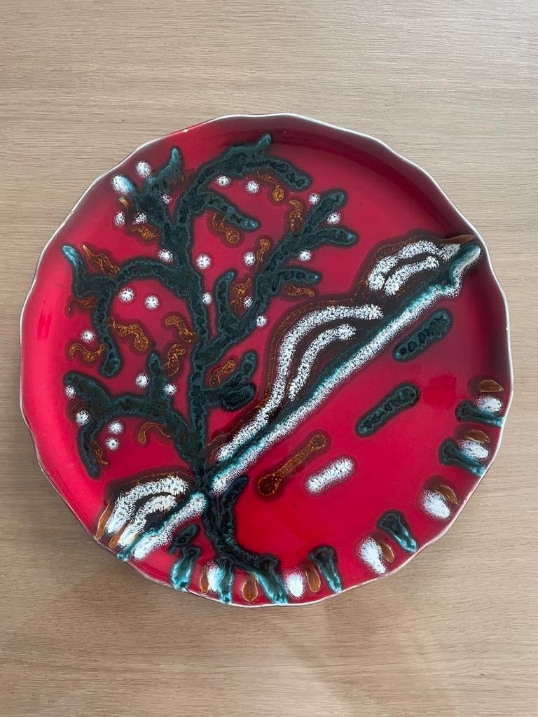 PLAT à GÂTEAU en faïence de LONGWY modèle Stromboli, Antiquités & Art, Enlèvement ou Envoi