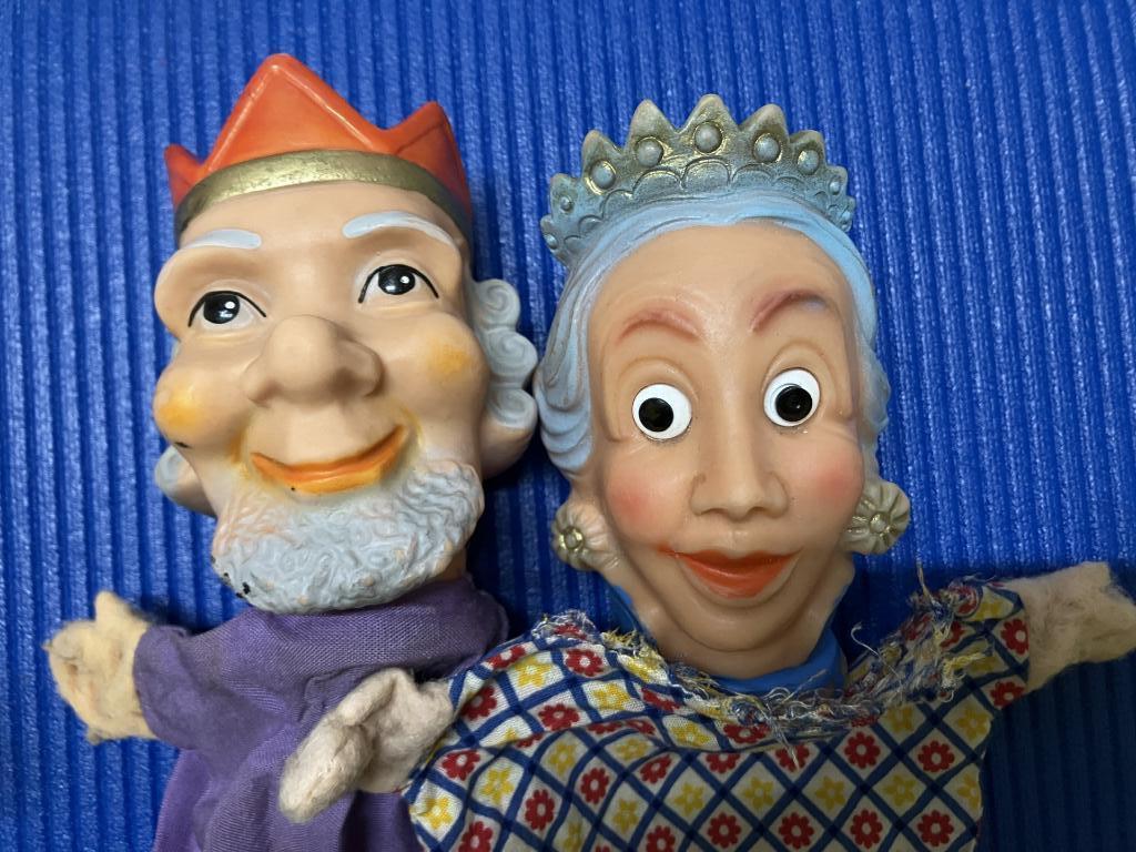 koning + koningin - poppenkast handpoppen vintage, Ophalen of Verzenden