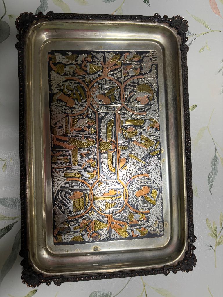 Egyptische wandplaat messing/koper, Antiek en Kunst, Ophalen, Koper