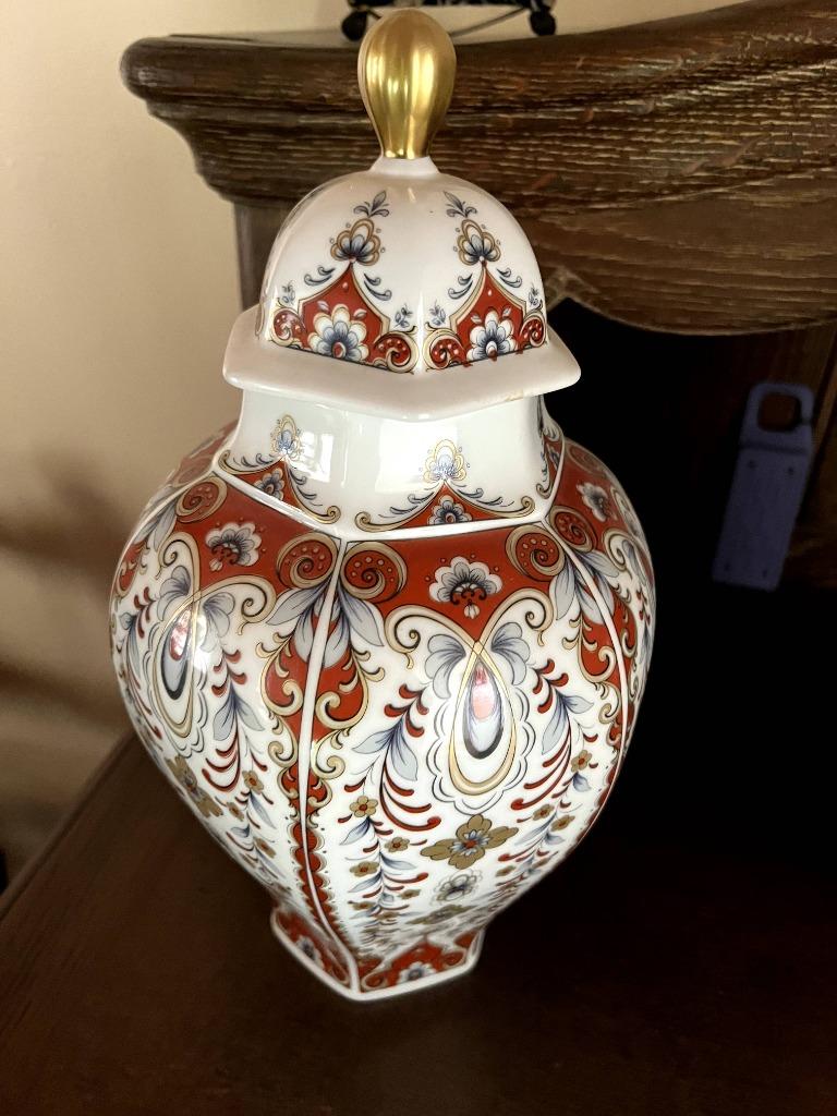 Vintage handgeschilderde Vaas (Vohenstrauss) (kristal/ivoor), Antiek en Kunst, Ophalen