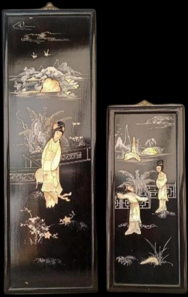 Wandpanelen Parelmoer Wandpaneel Geisha Azië Antiek Paneel, Antiek en Kunst, Verzenden