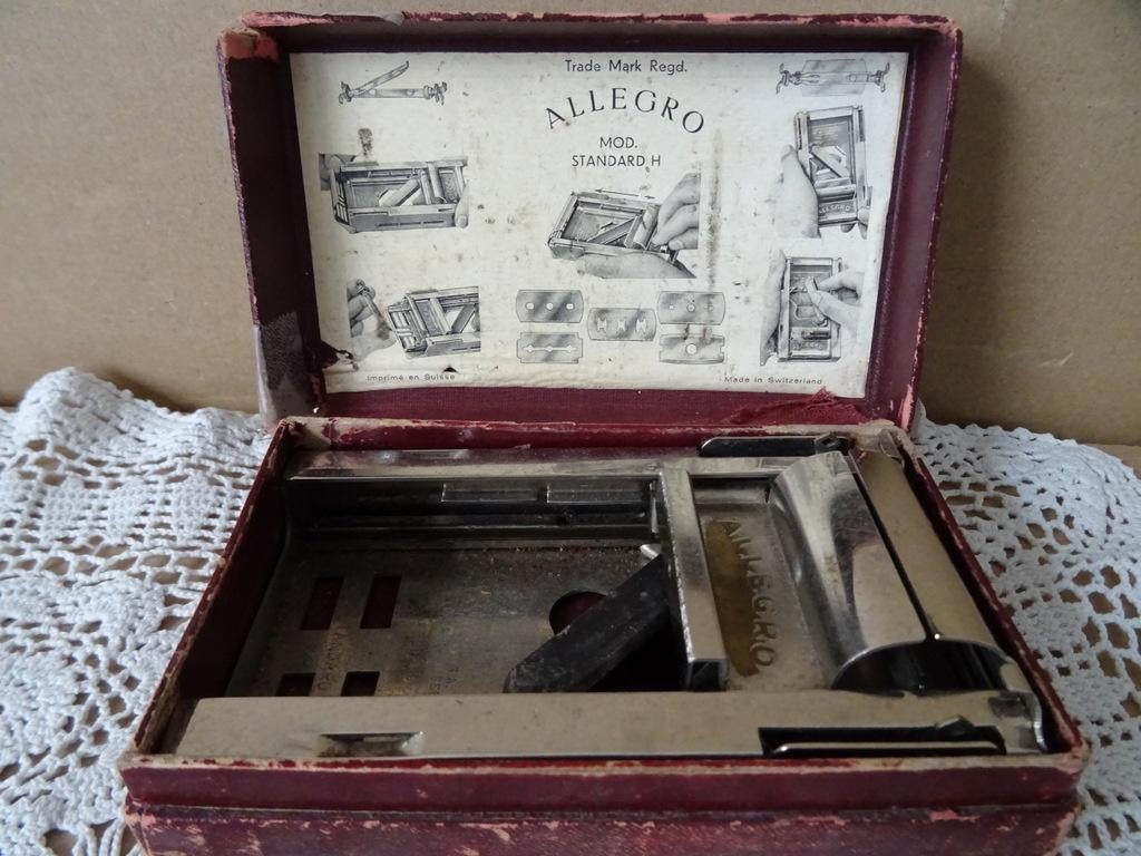 Curiosa vintage Allegro scheermes slijper voor barber 1950, Ophalen of Verzenden