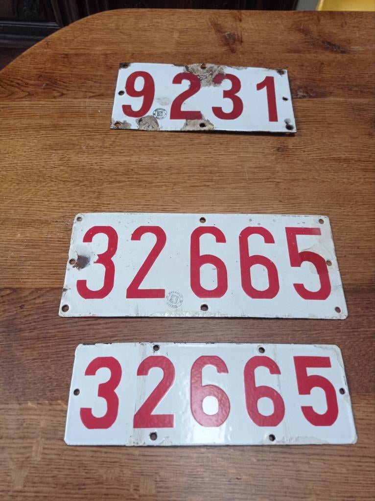 3 plaques émaillées voiture anciennes, Ophalen of Verzenden