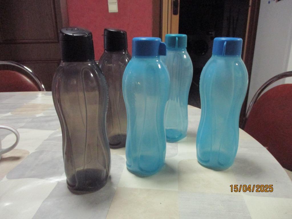 5 Tupperware flessen, Enlèvement ou Envoi, Comme neuf, Bleu
