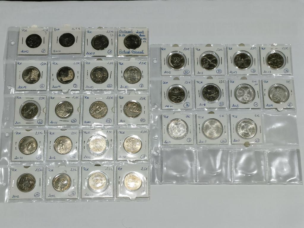 Portugal EURO UNC herdenkingsmunten 2x1,5€+24x2,5€+5x5€, Ophalen of Verzenden, Portugal, 5 euro, Setje